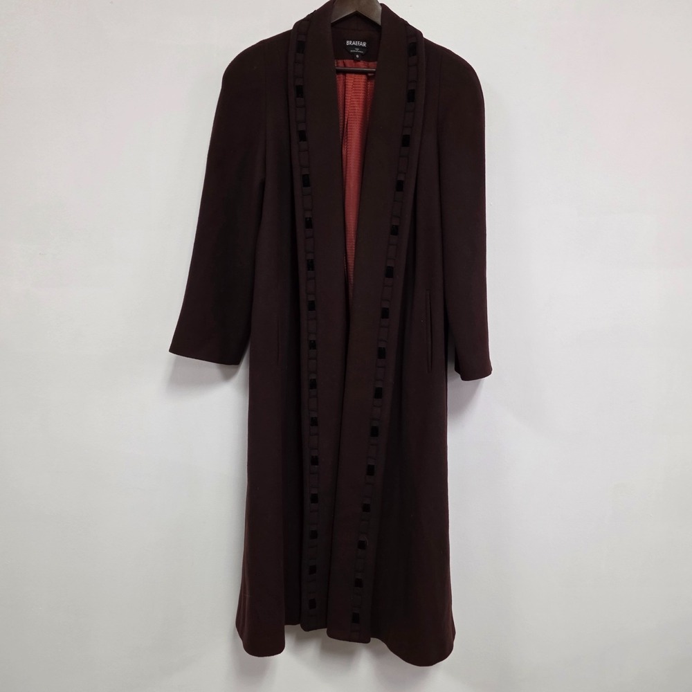 Braefair Womens Vintage Wool Car Coat Size 8‎ Brown Old Money Full Length Lined